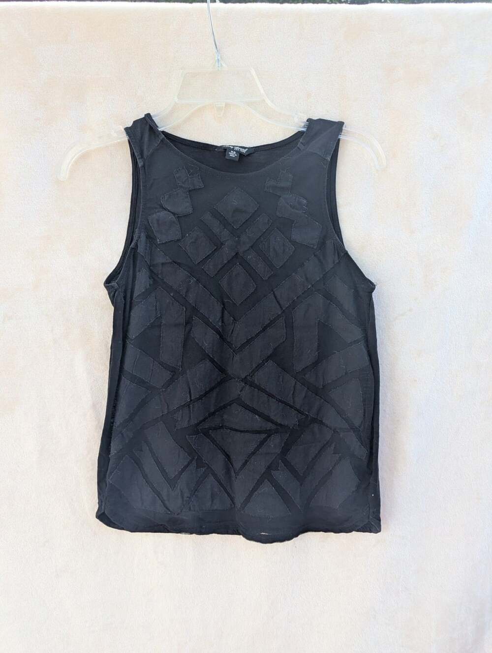 Lucky Brand Black Geometric Patchwork Mesh Tank Top